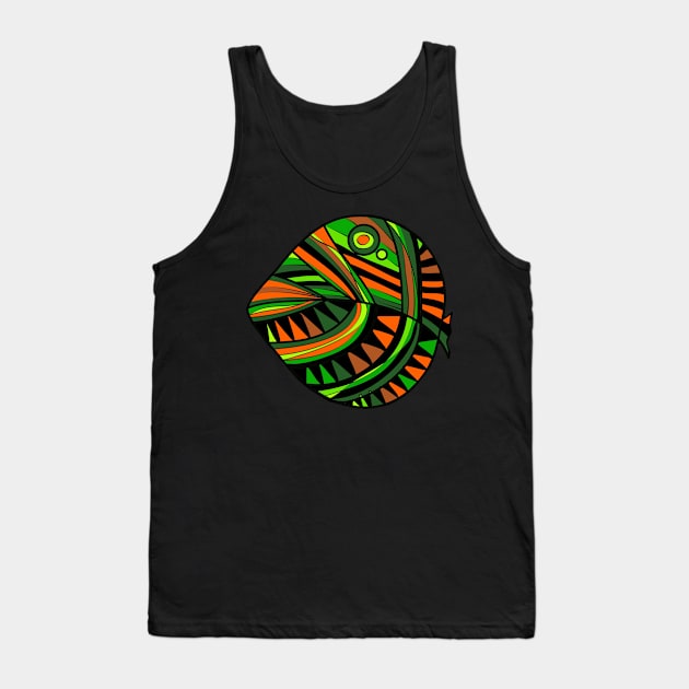 Mazipoodles New Fish Head Leaf Black Green Orange Tank Top by Mazipoodles